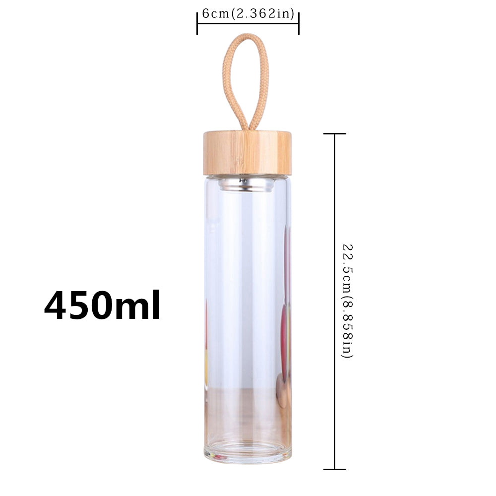 Single layer glass portable bamboo cover cup