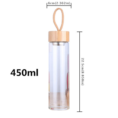 Single layer glass portable bamboo cover cup
