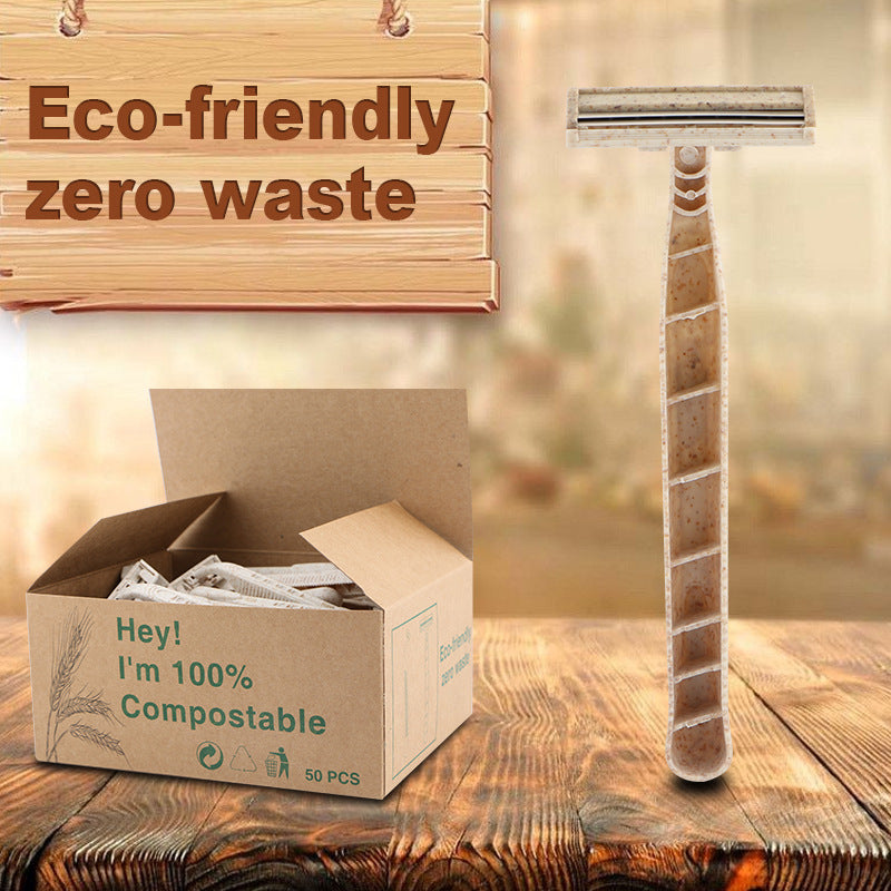 Wheat Straw Biodegradable Material Two-layer Blade Razor